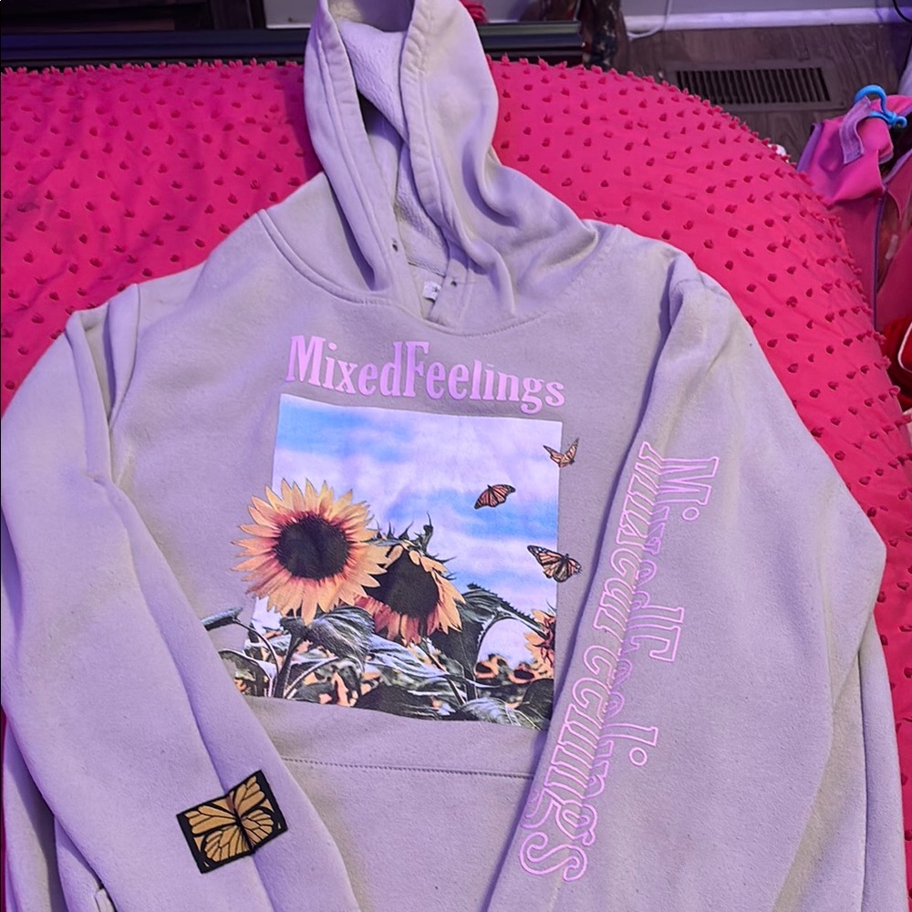 Brooklyn Cloth Lavender Hoodie with Sunflower Print